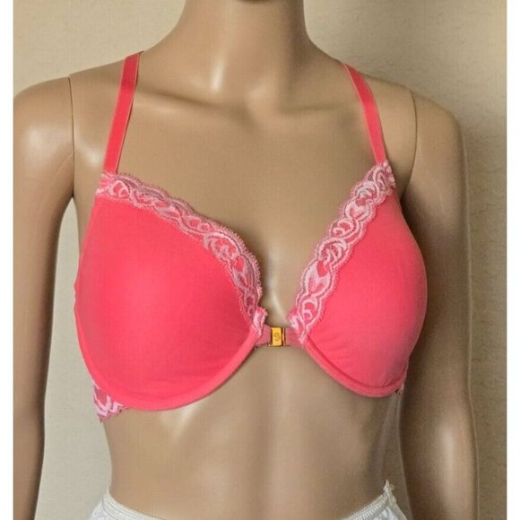 Natori Bra T-Shirt Bra 14120 Feathers Racerback Lace Trim underwire pink 34DD - Picture 1 of 6